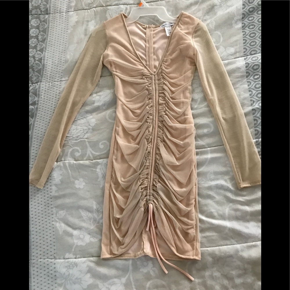 Want My Look Emmi Mesh Dress In Taupe